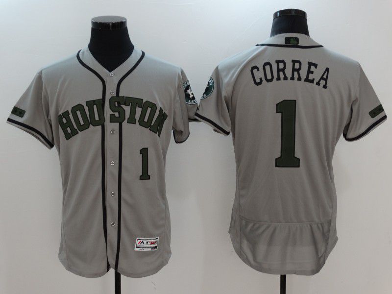 2017 Men MLB Houston Astros #1 Correa Grey EliteCommemorative Edition Jerseys->houston astros->MLB Jersey